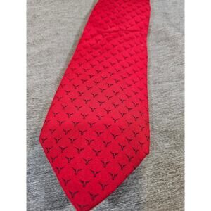 Vineyard Vines colab Sid Richardson Red Bull Tie 100% Silk Texas Steer Horns